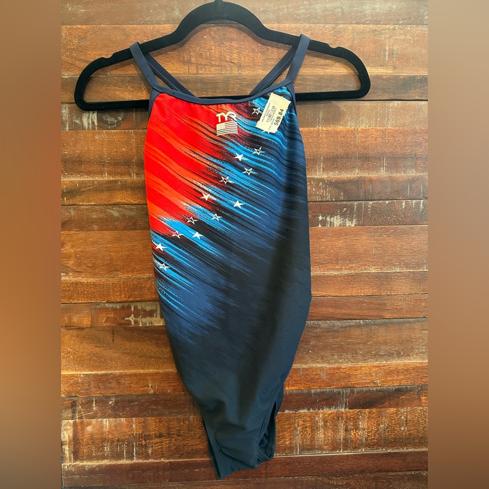 TYR Red and Blue Women's One Piece Swimsuit